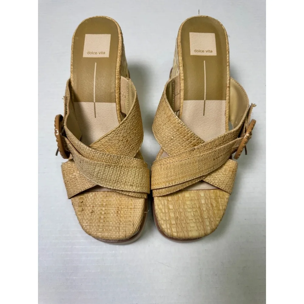 Dolce Vita Lisbet Wedge Sandel Light Natural Raffia 9.5 Coastal boho